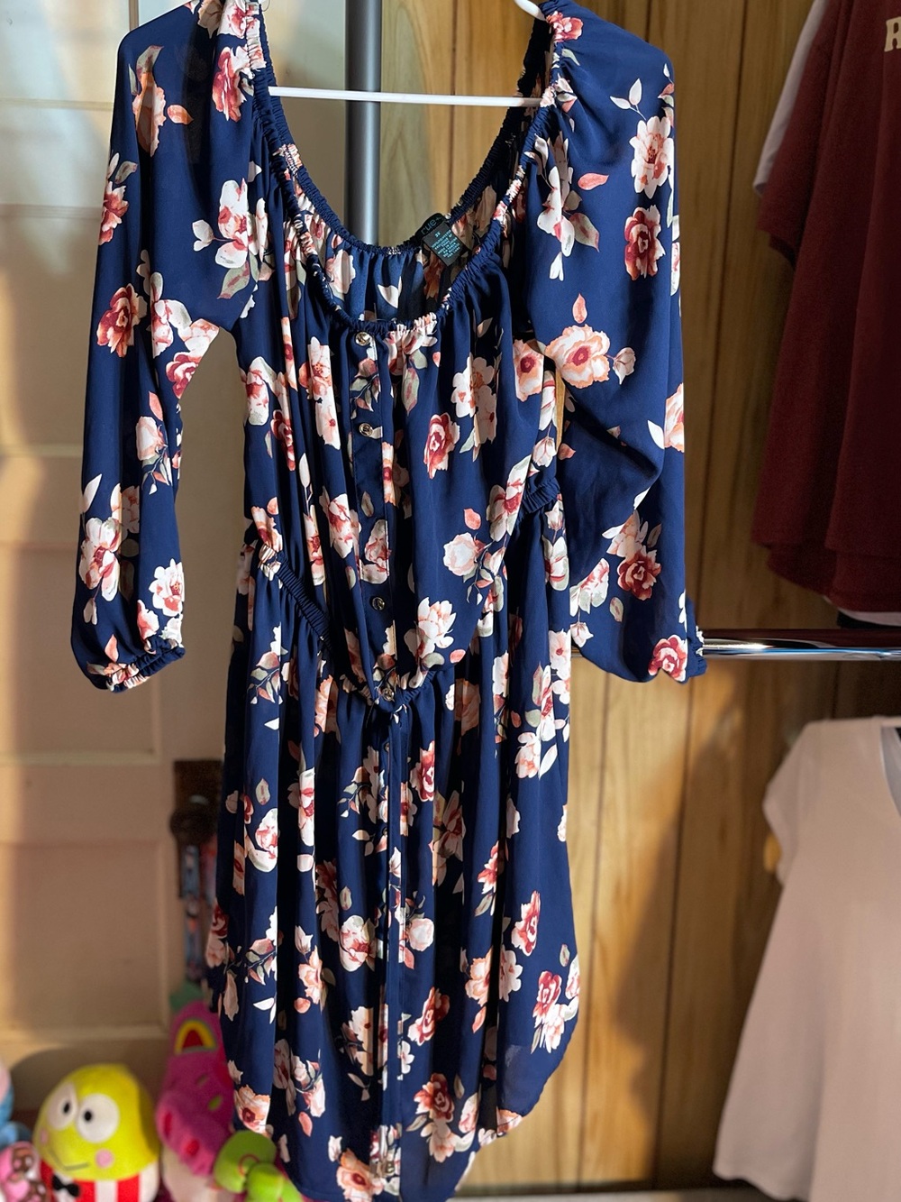 Rue21 Women’s Navy Floral Button-Front Dress with Tie Waist